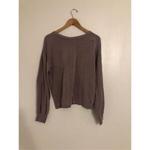 Zella Fleece Crewneck Back Keyhole Pullover Sweater Medium